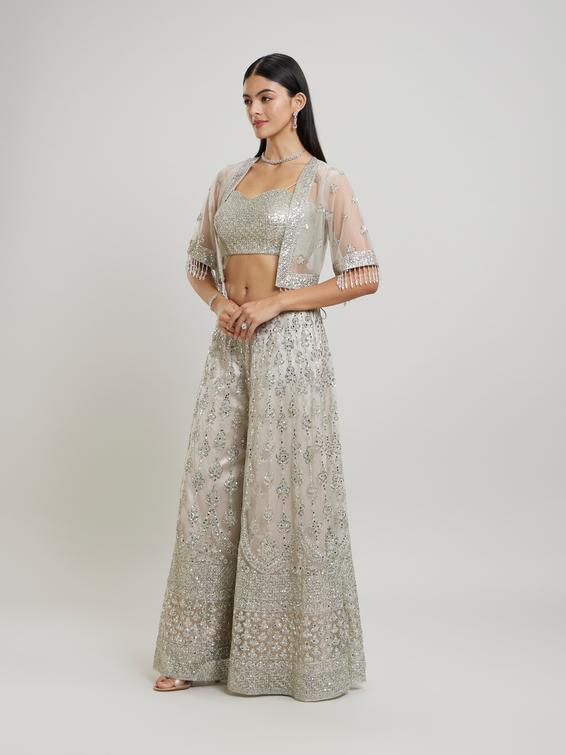 Twamev Women Fawn Flair Net-Embellished Indo Western