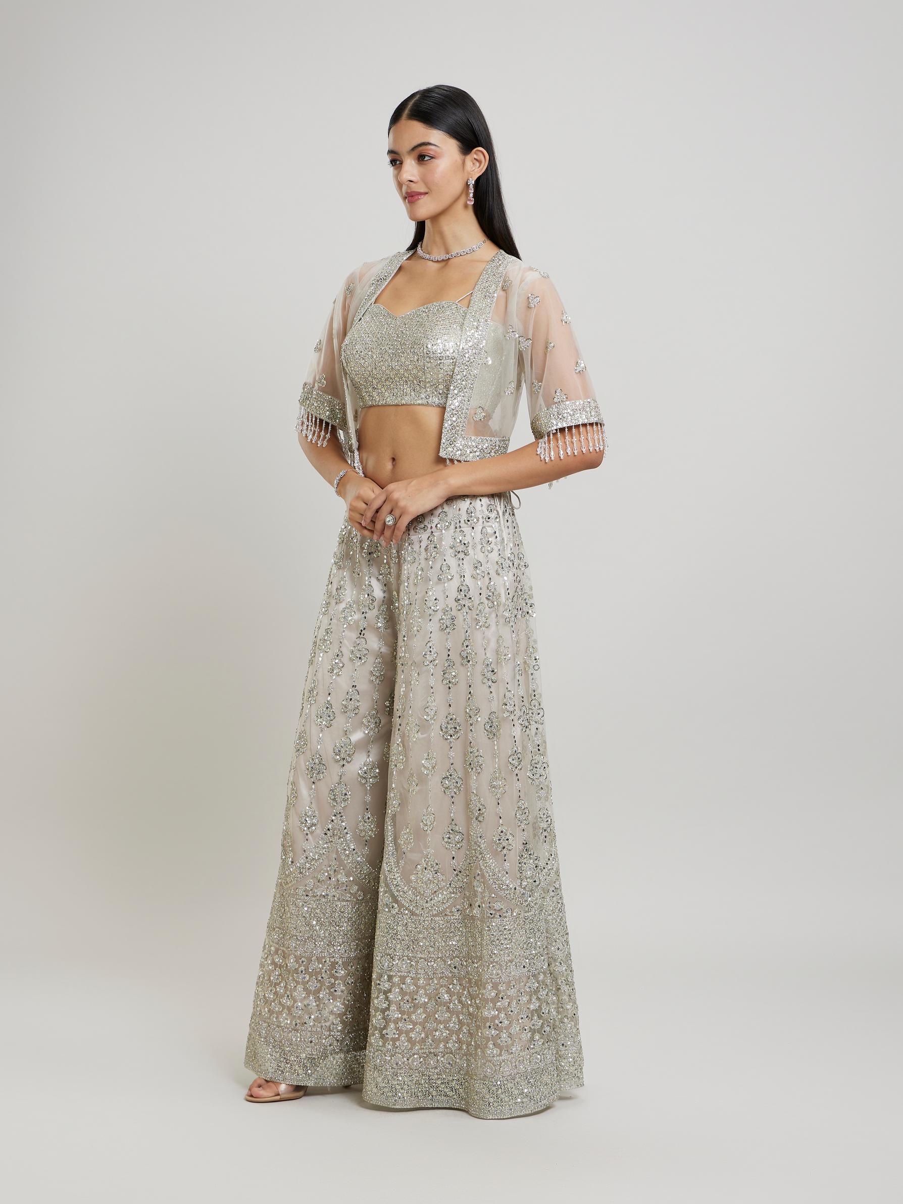 Twamev Women Fawn Flair Net-Embellished Indo Western