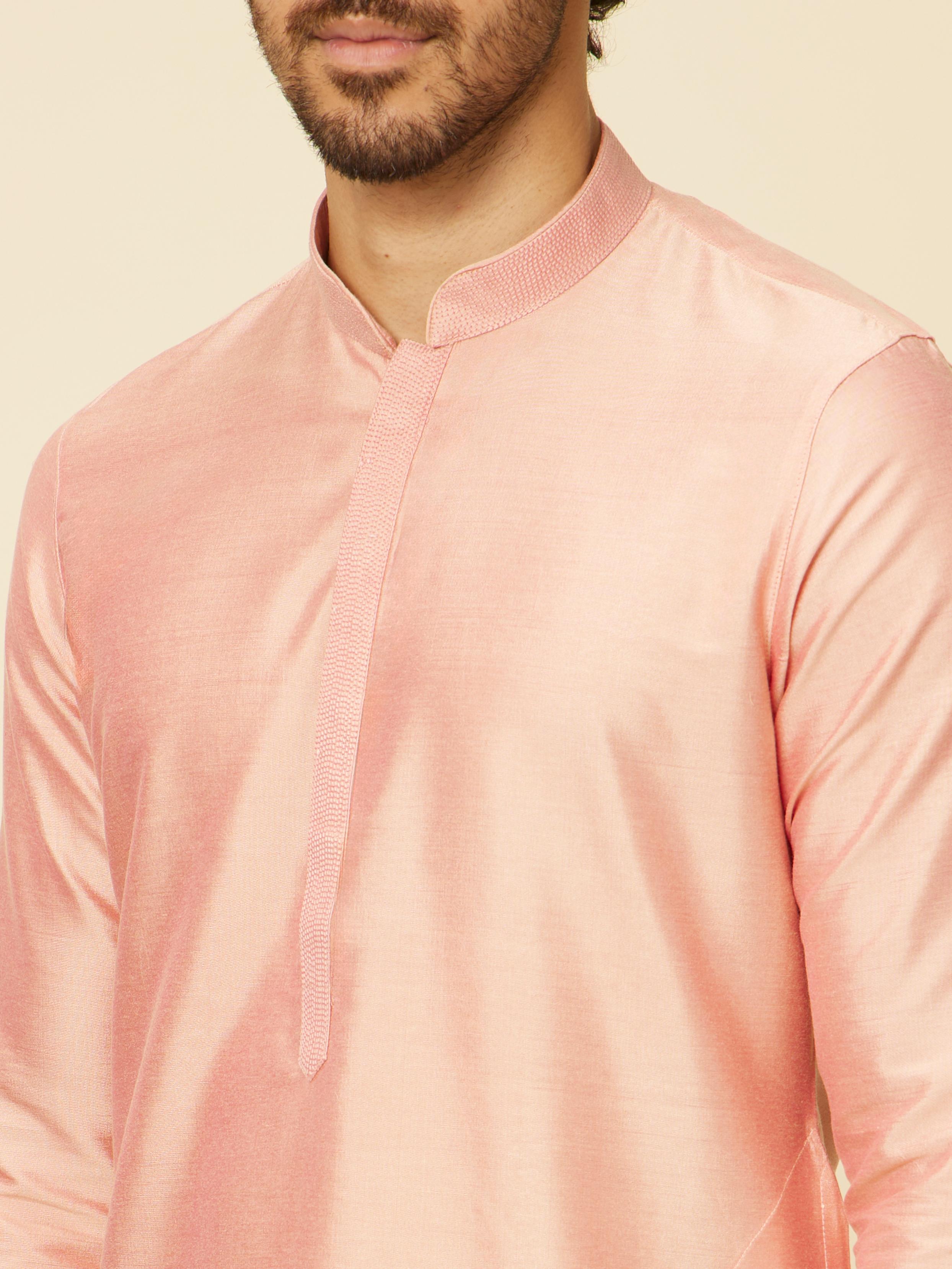 Twamev Men Peach Bandhgala Kurta Set