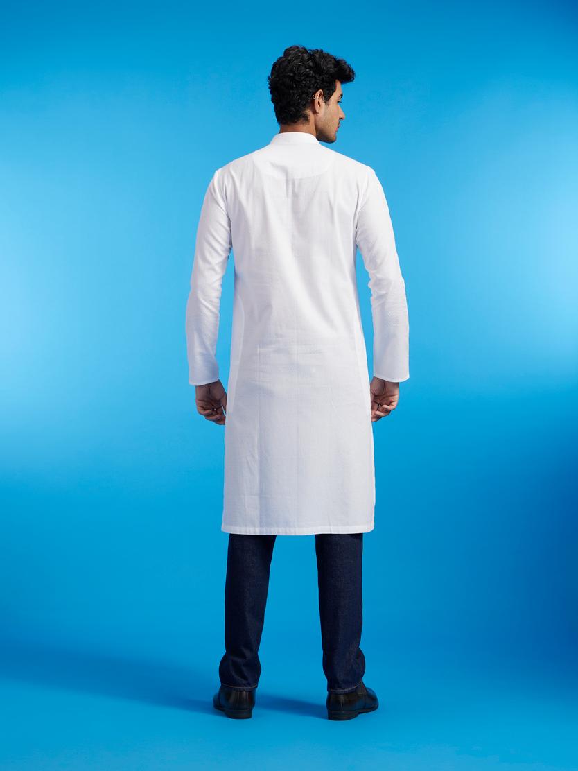 Diwas Men Warm White Plain Classic Kurta