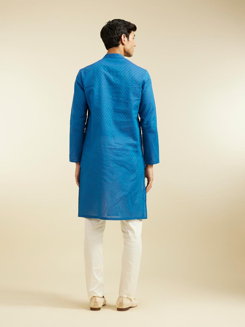 Diwas Men Mid Blue Cotton Kurta