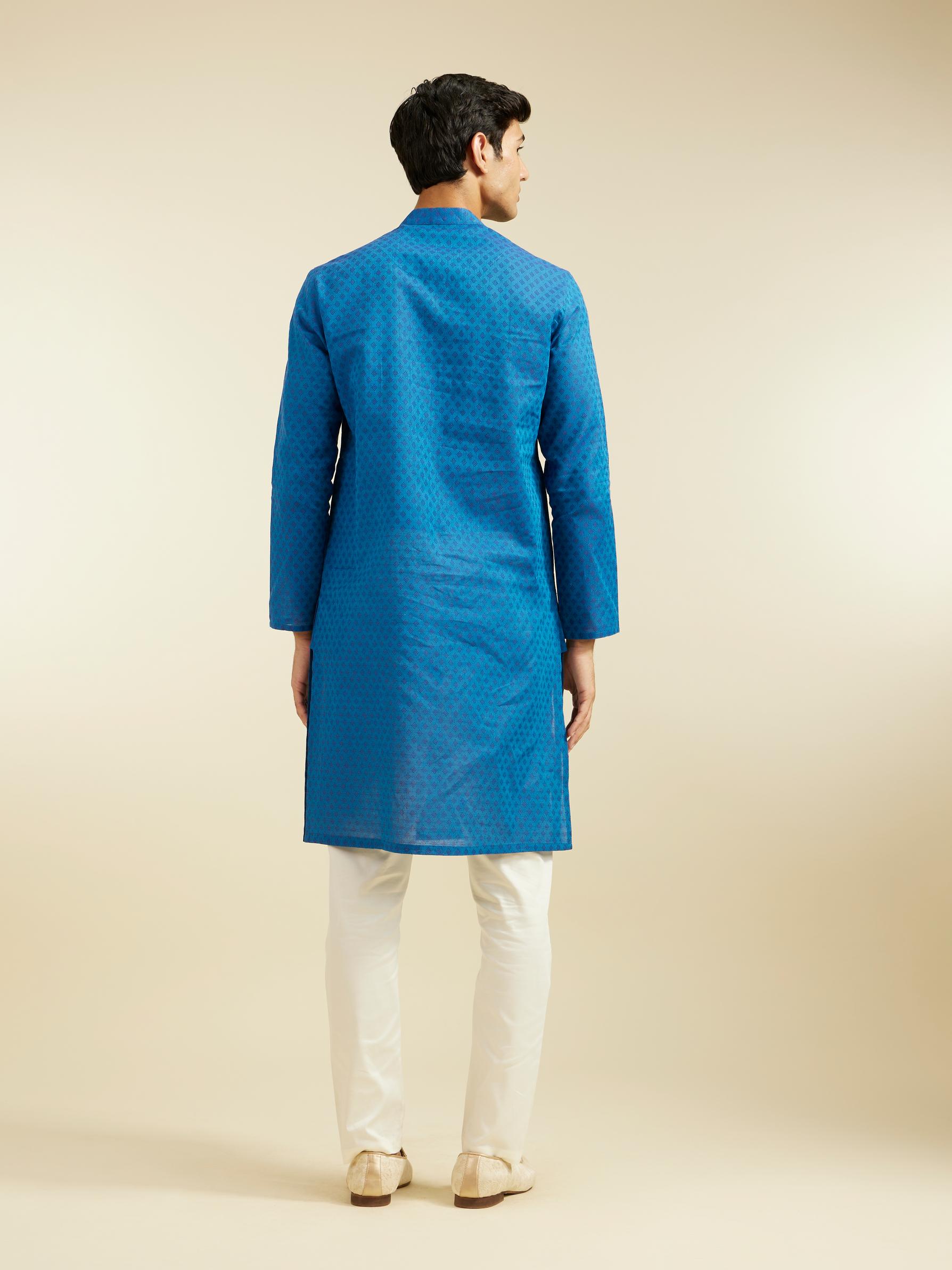 Diwas Men Mid Blue Cotton Kurta