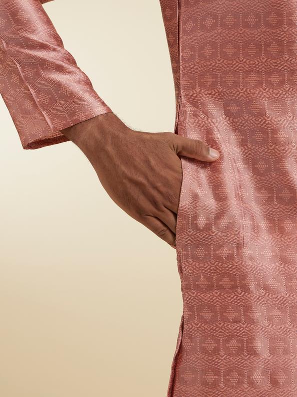 Diwas Men Radiant Peach Art Silk Kurta Pajama