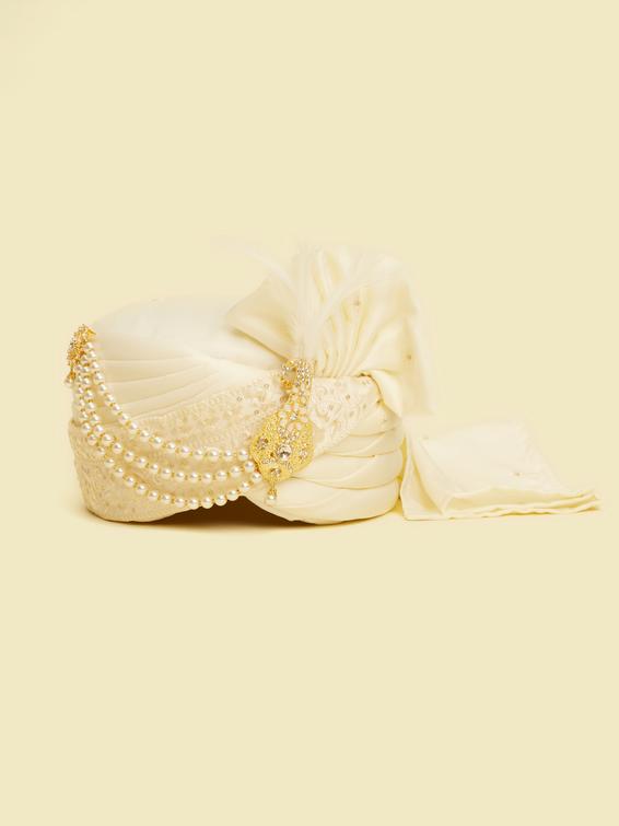 Twamev Men Regal Warm White Satin Safa