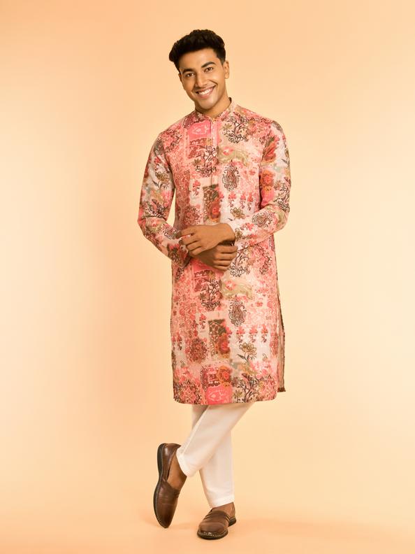 Diwas Men Peach Color Resplendent Kurta