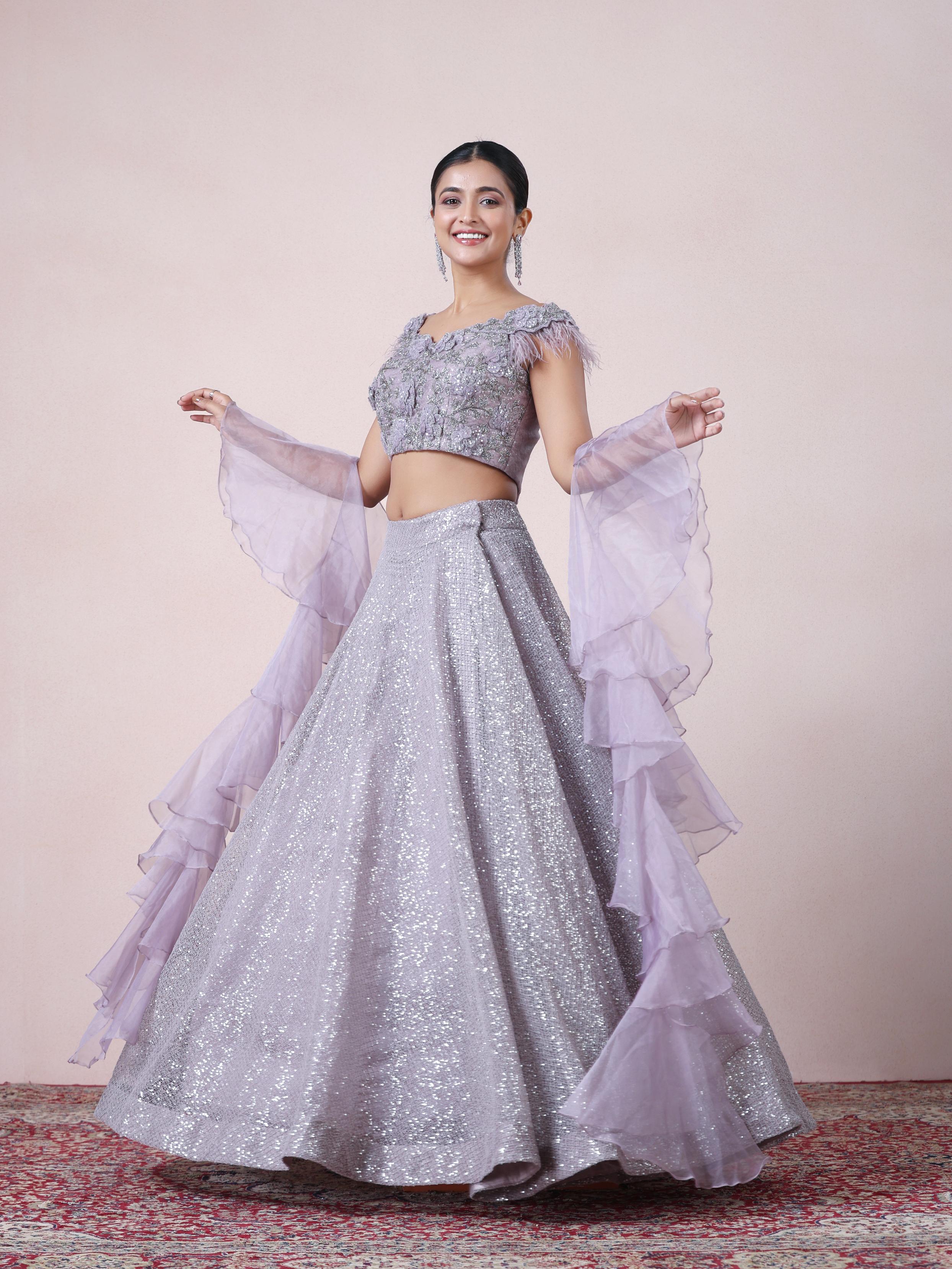 Twamev Women Twilight Charm in Light Purple Net Skirt Top Set