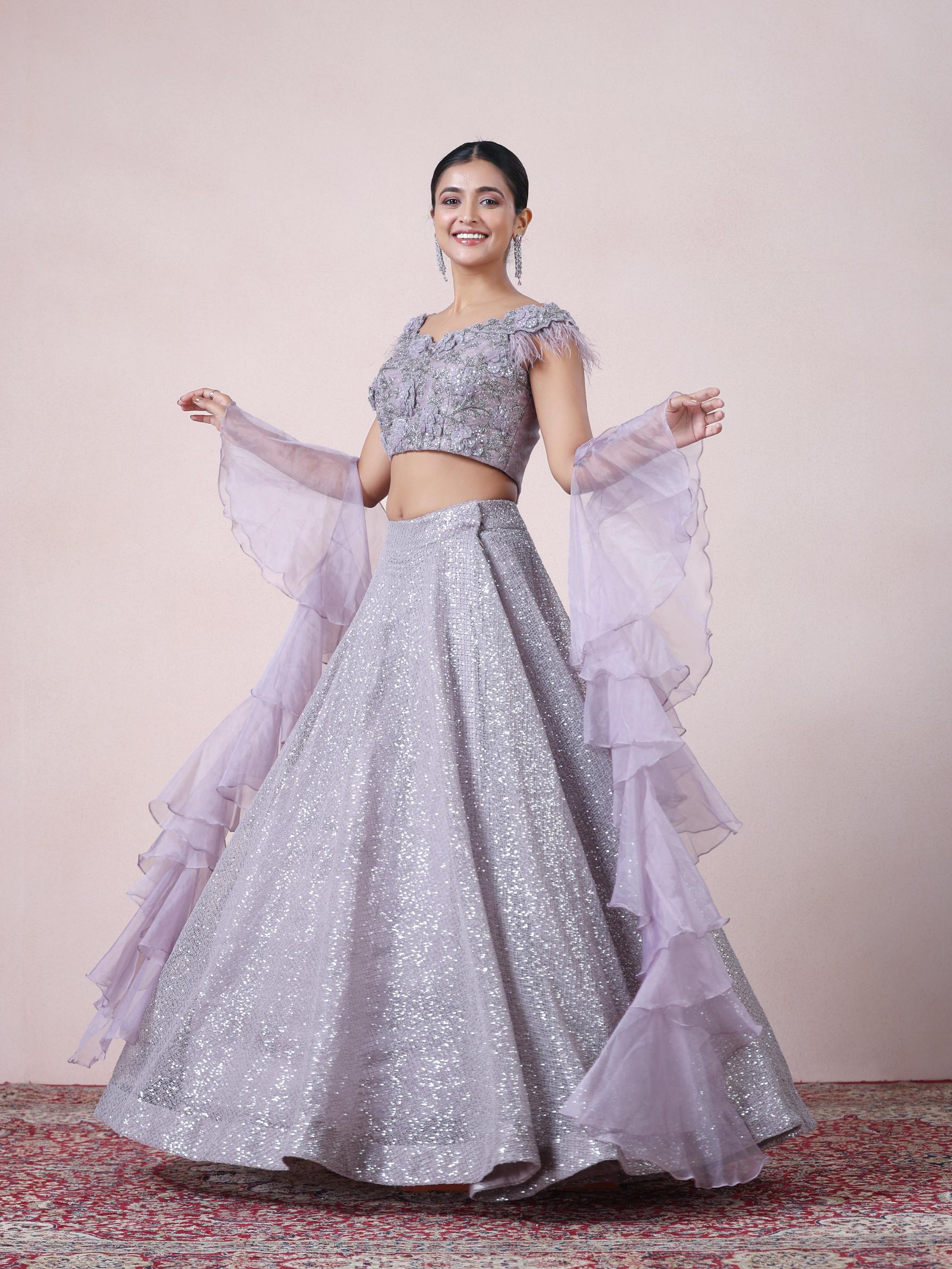 Twamev Women Twilight Charm in Light Purple Net Skirt Top Set