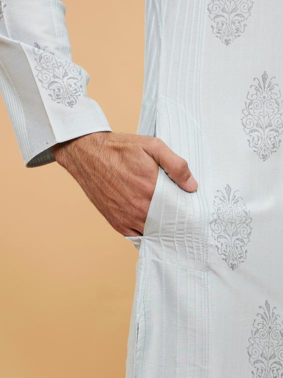 Twamev Men Light Grey Regality Kurta Pajama