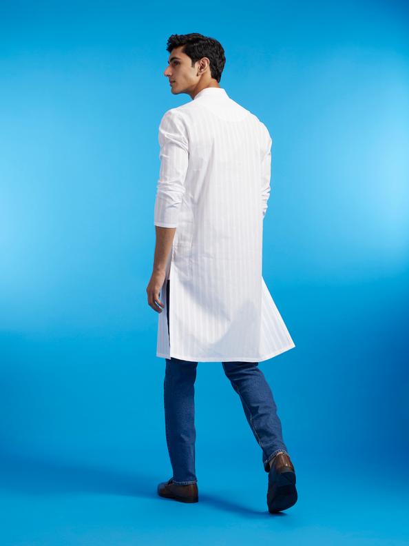 Diwas Men White Cotton Kurta Celebration Wear