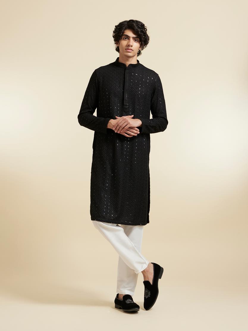 Diwas Men Black Elegance Kurta Pajama