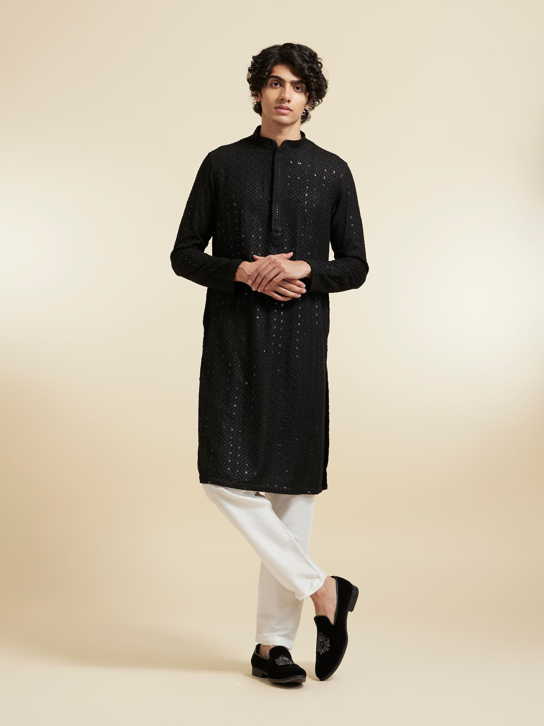 Diwas Men Black Elegance Kurta Pajama