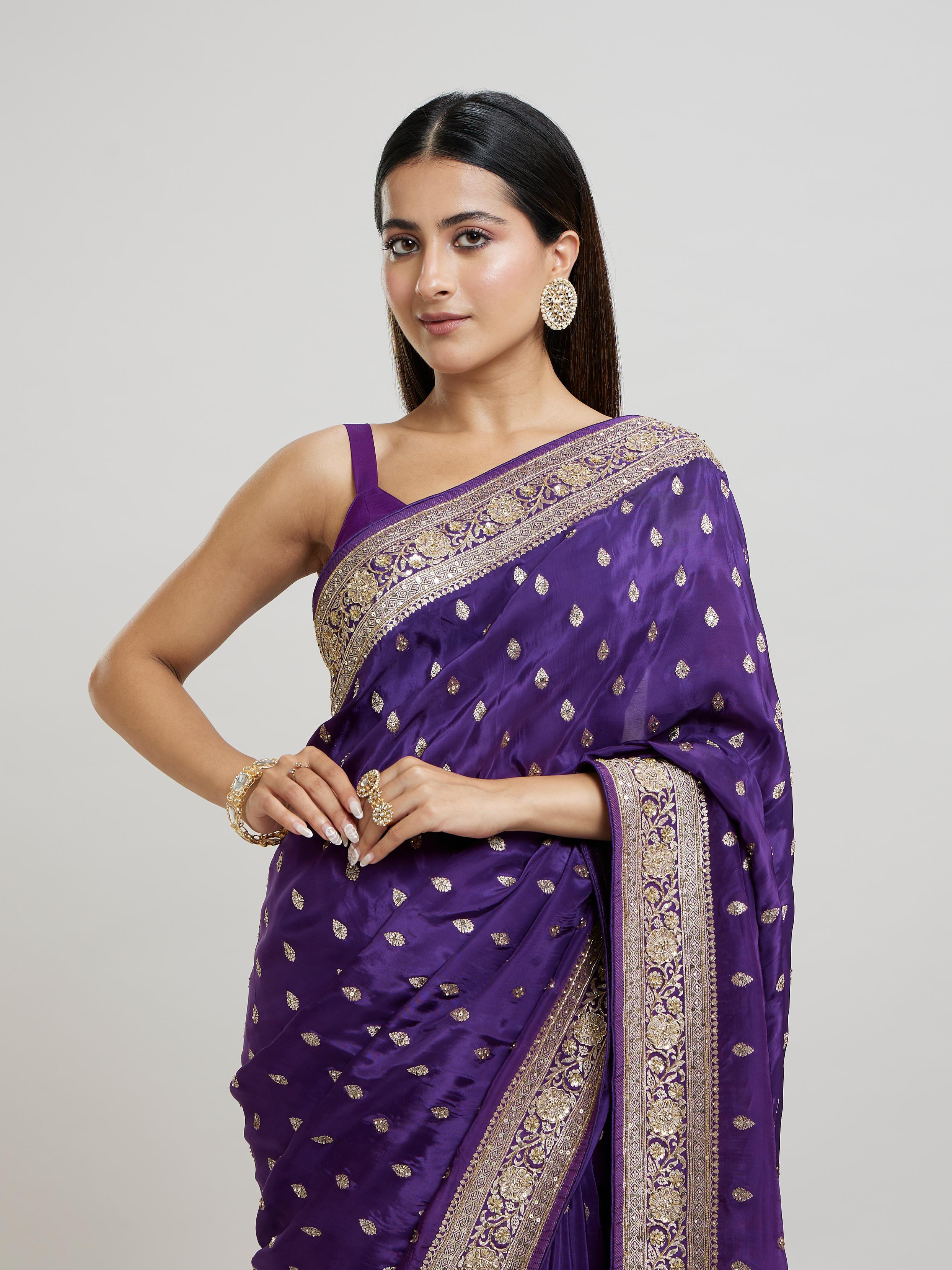 Twamev Women Lustrous Wine Saree