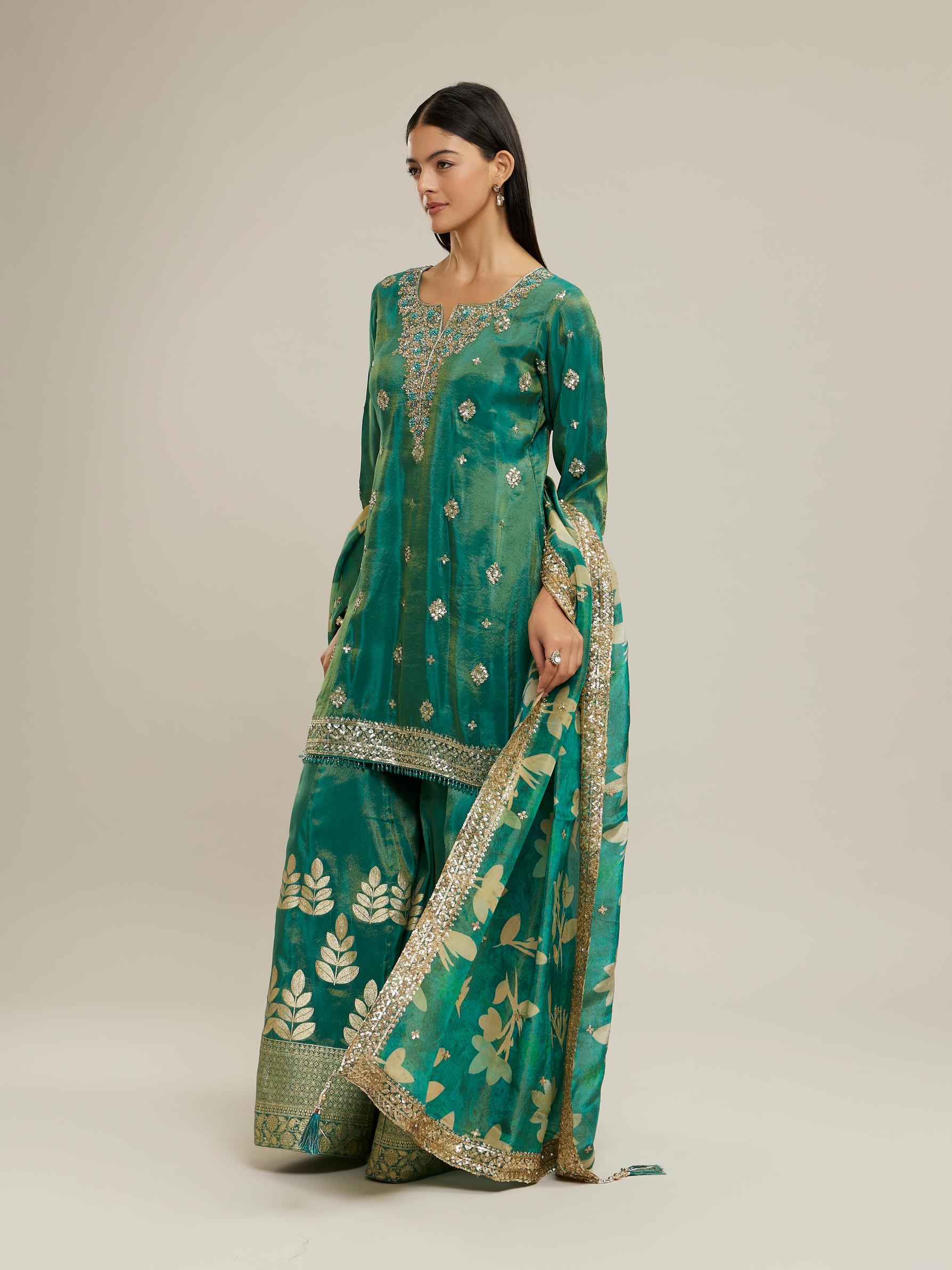 Twamev Women Emerald Elegance Stitched Suit