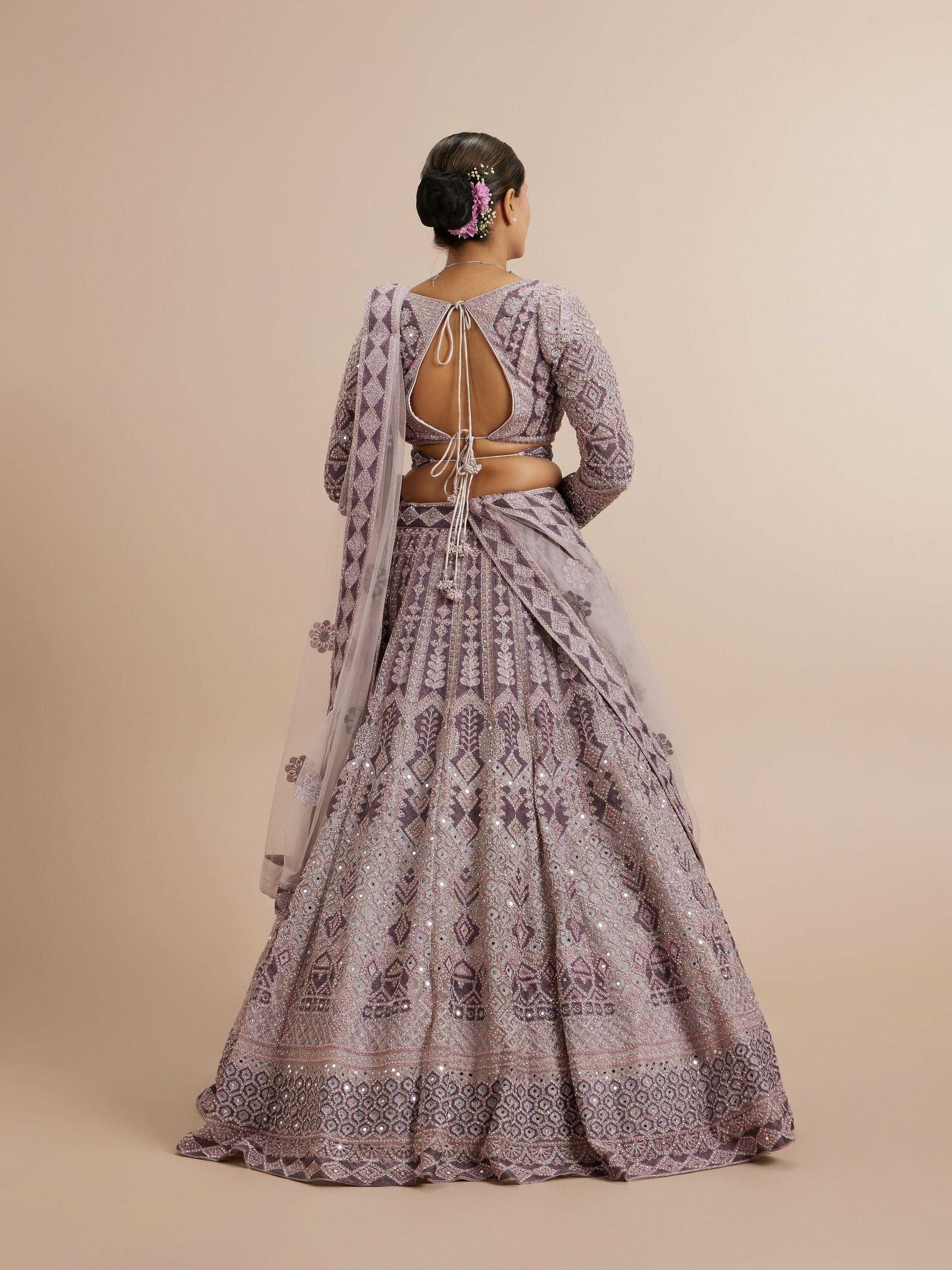 Twamev Women Netted Purple Extravaganza Lehenga