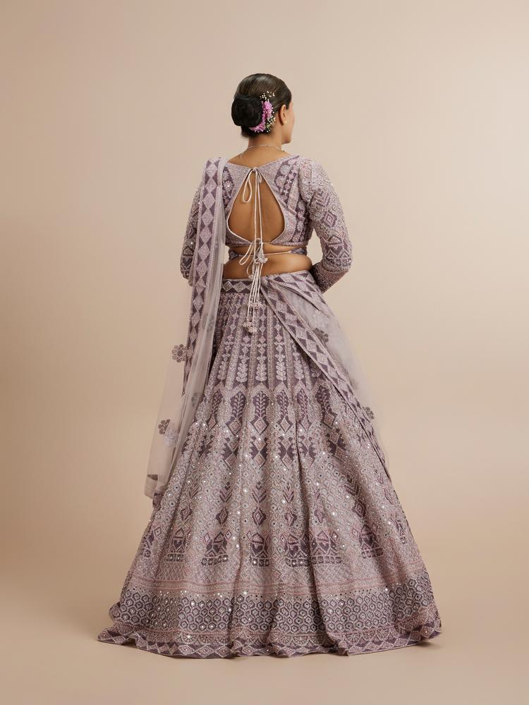 Twamev Women Netted Purple Extravaganza Lehenga