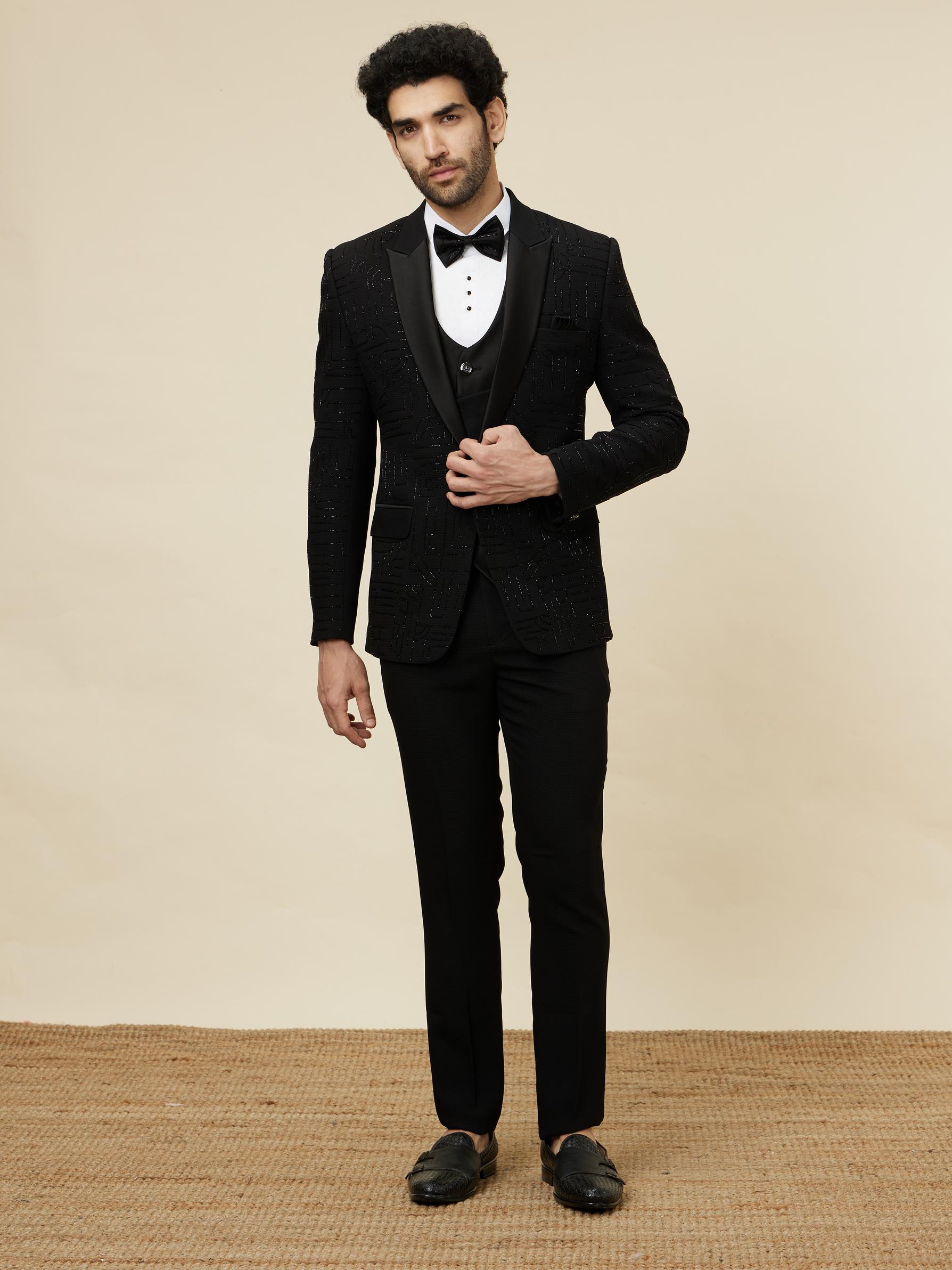 Twamev Men Black Charisma Suit Set