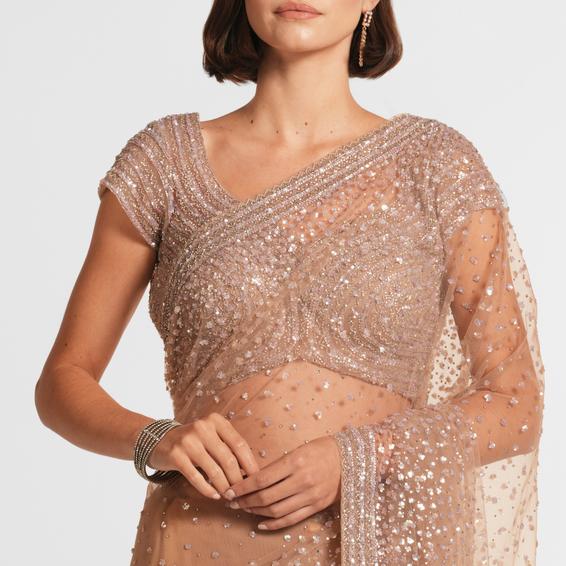 Twamev Women Beige Mastery Elegance Saree