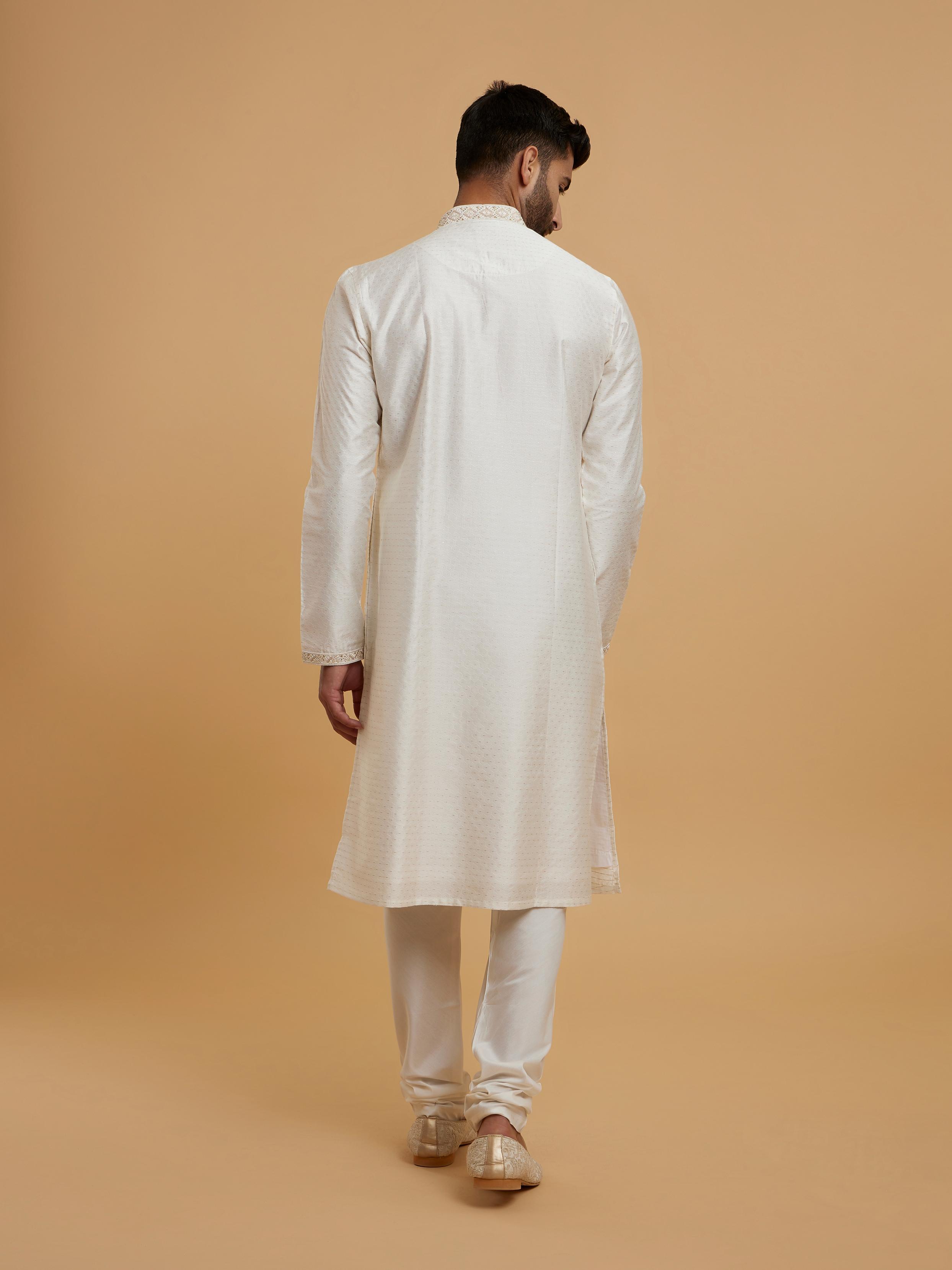 Twamev Men Twirling Cream Delight Kurta Pajama