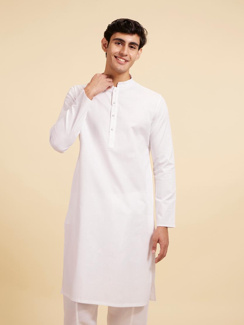 Diwas Men Ice White Plain Classic Kurta