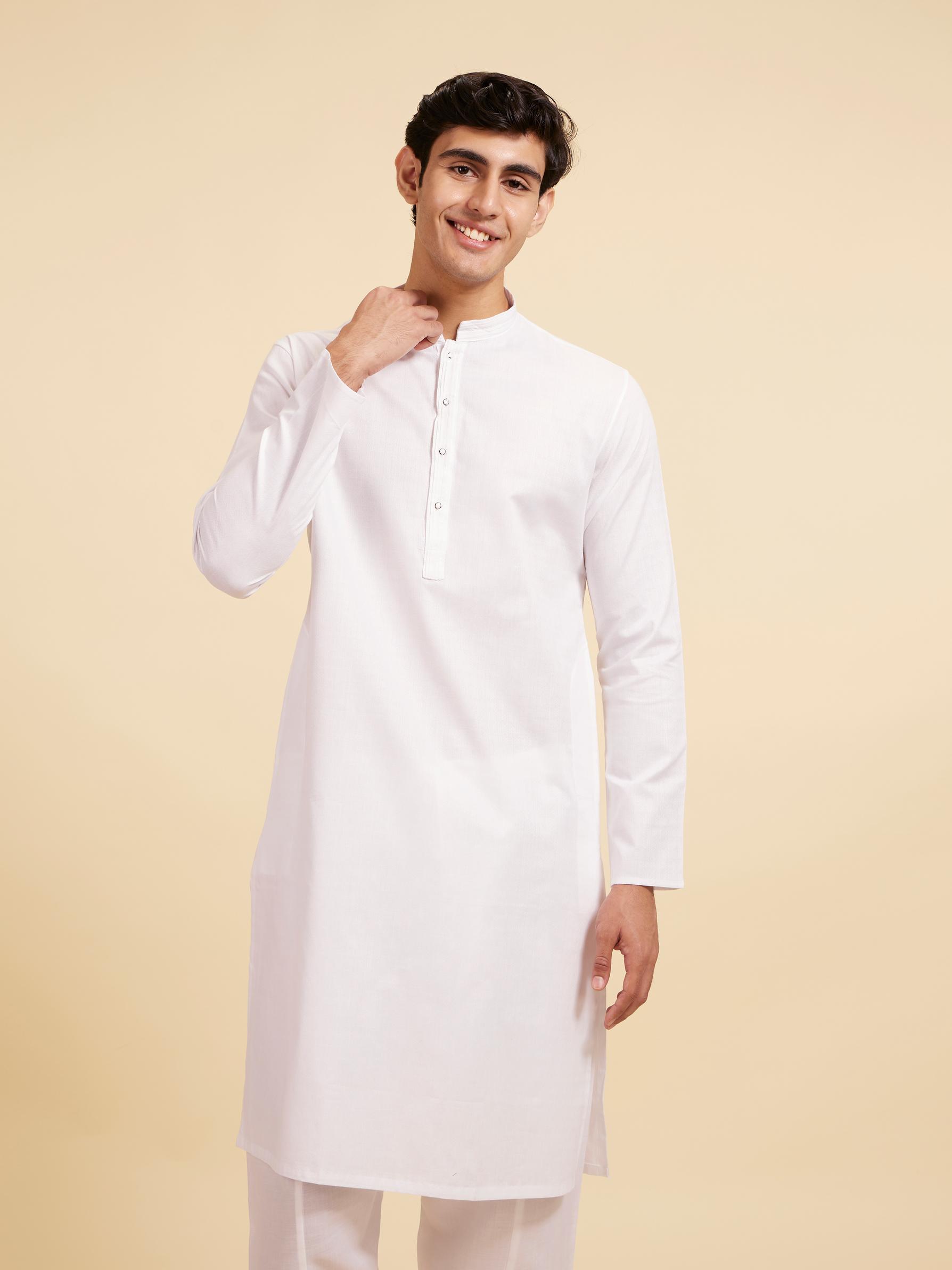 Diwas Men Ice White Plain Classic Kurta