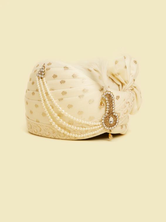 Twamev Men Cream Chanderi Safa