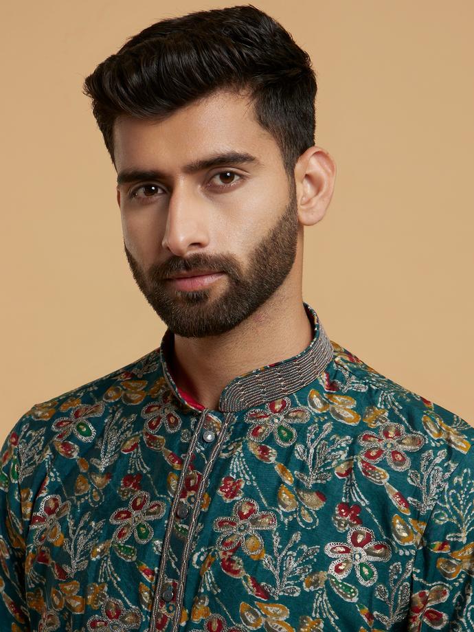 Twamev Men Emerald Elegance Kurta Pajama