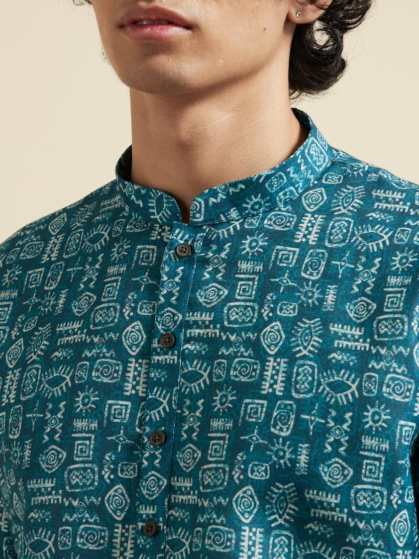 Diwas Men Teal Green Elegance Kurta Pajama