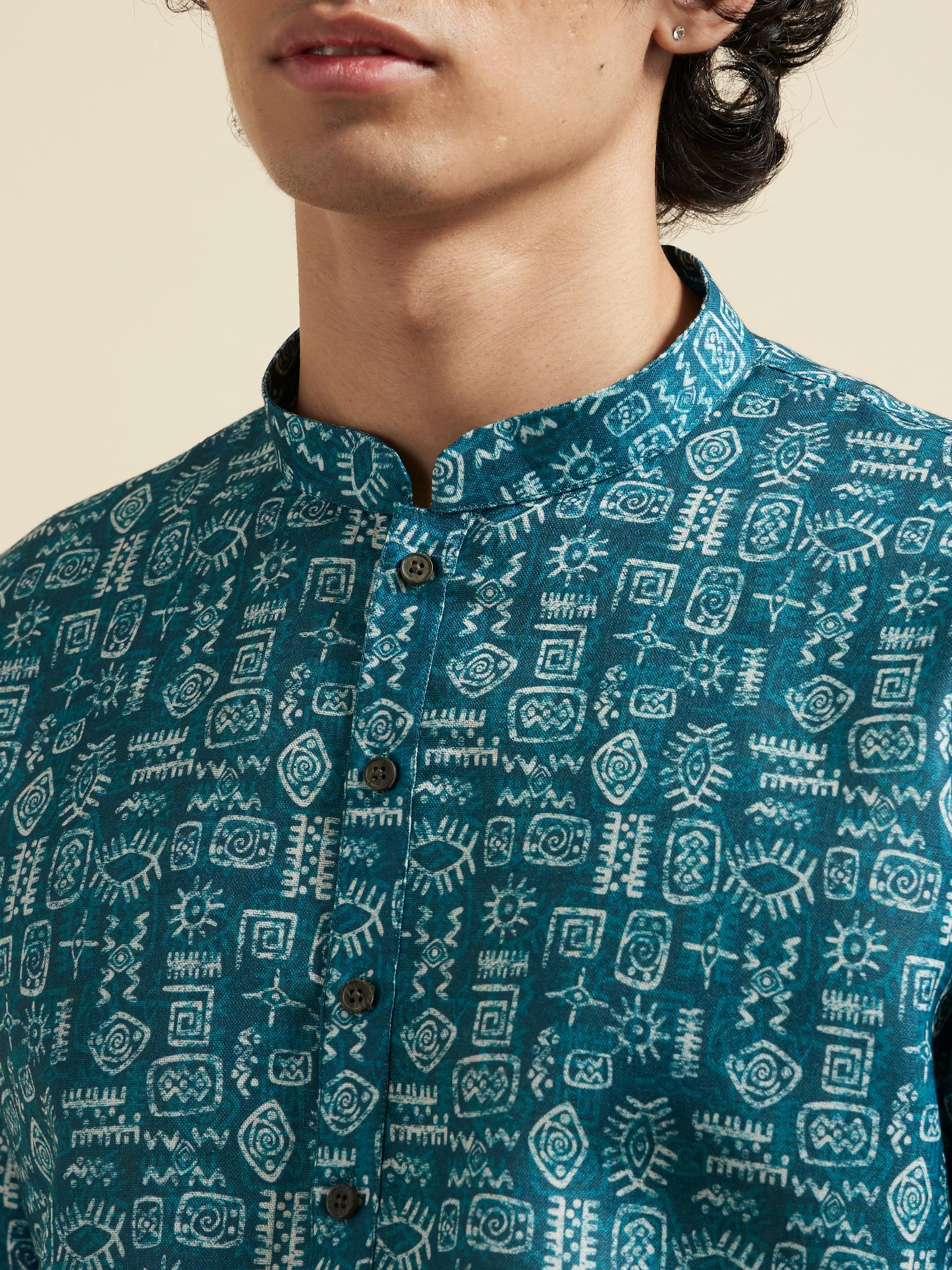Diwas Men Teal Green Elegance Kurta Pajama