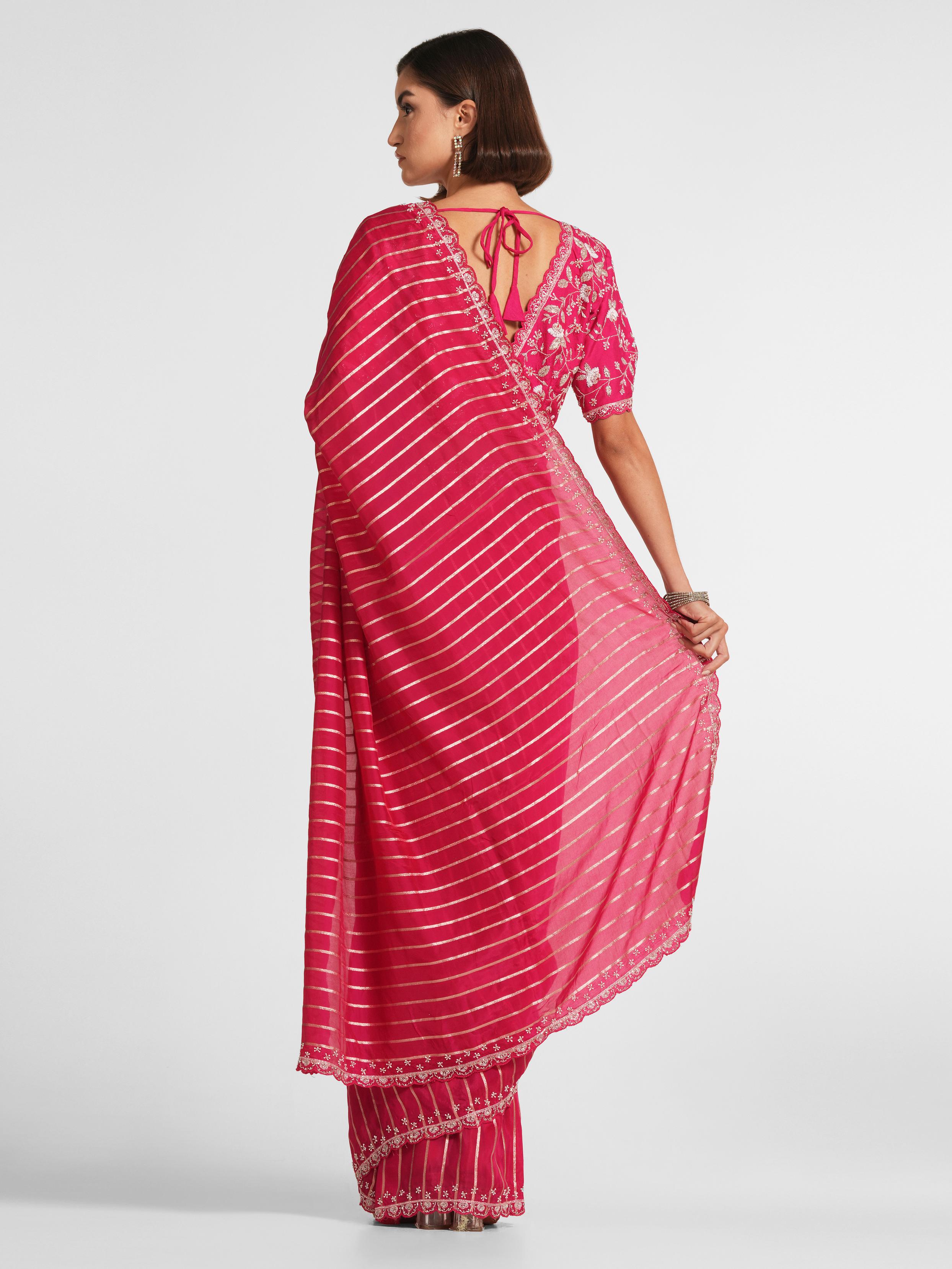 Twamev Women Rani Satin Elegance Saree