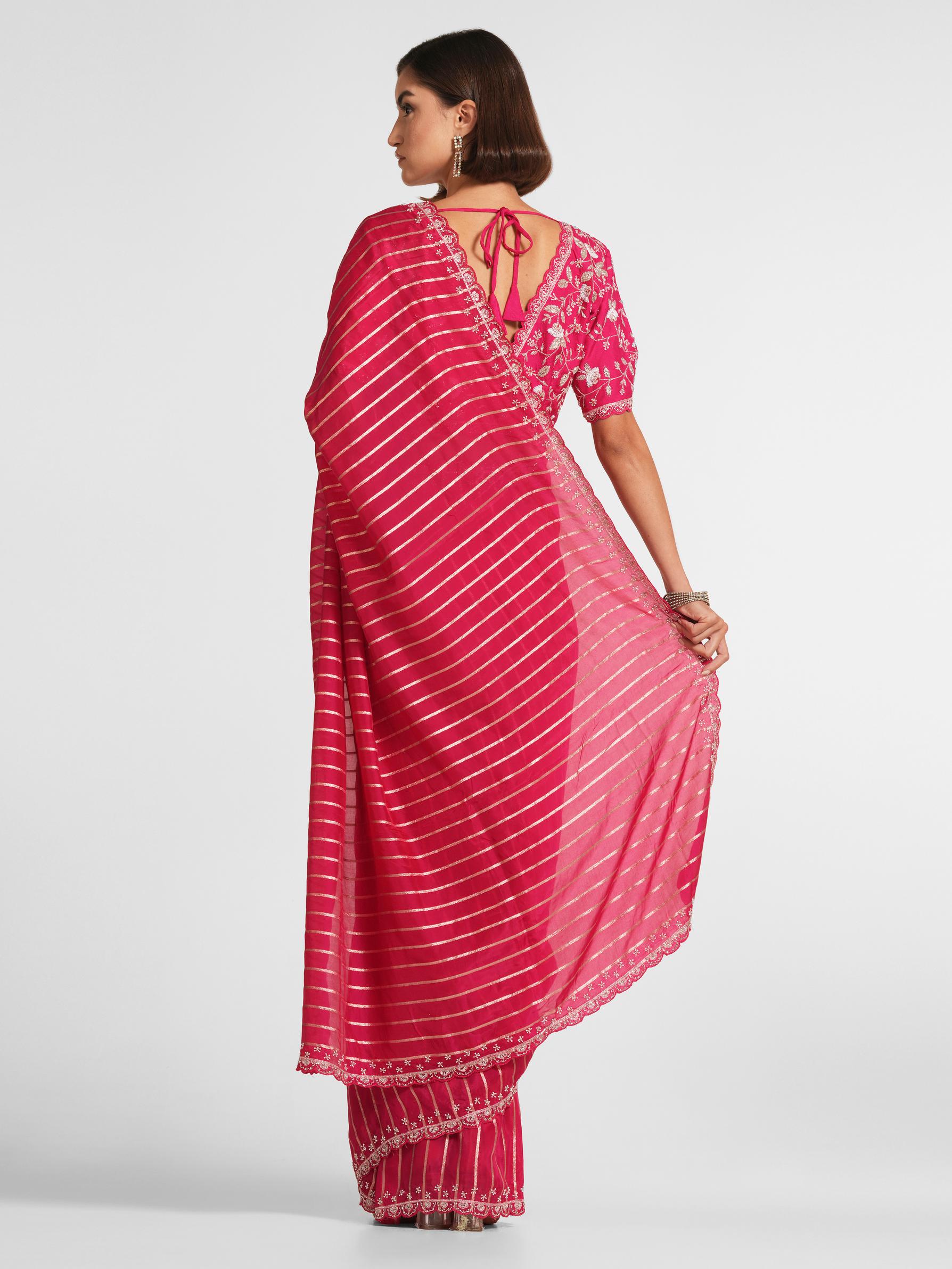 Twamev Women Rani Satin Elegance Saree