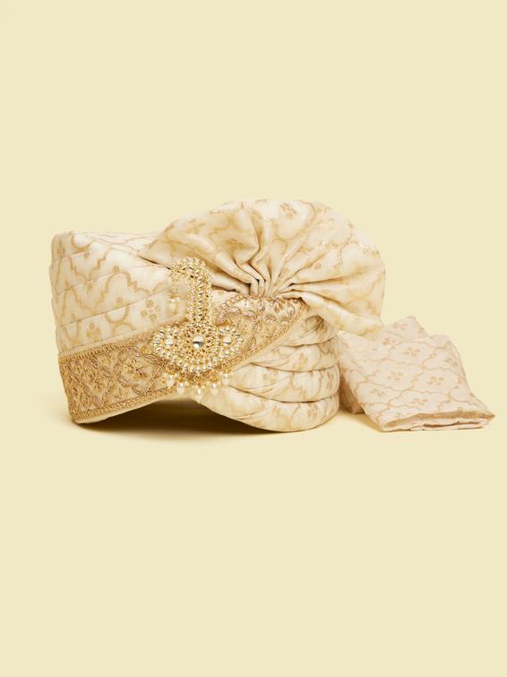 Twamev Men Radiant Beige Chanderi Safa