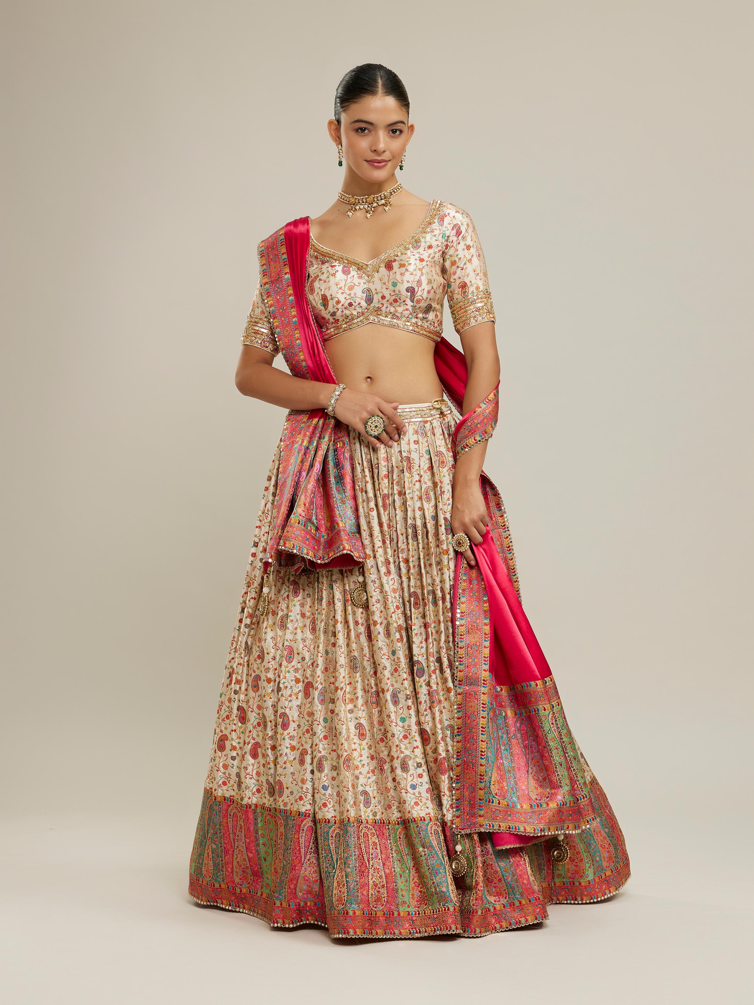 Twamev Women Cream Magic Splendor Lehenga