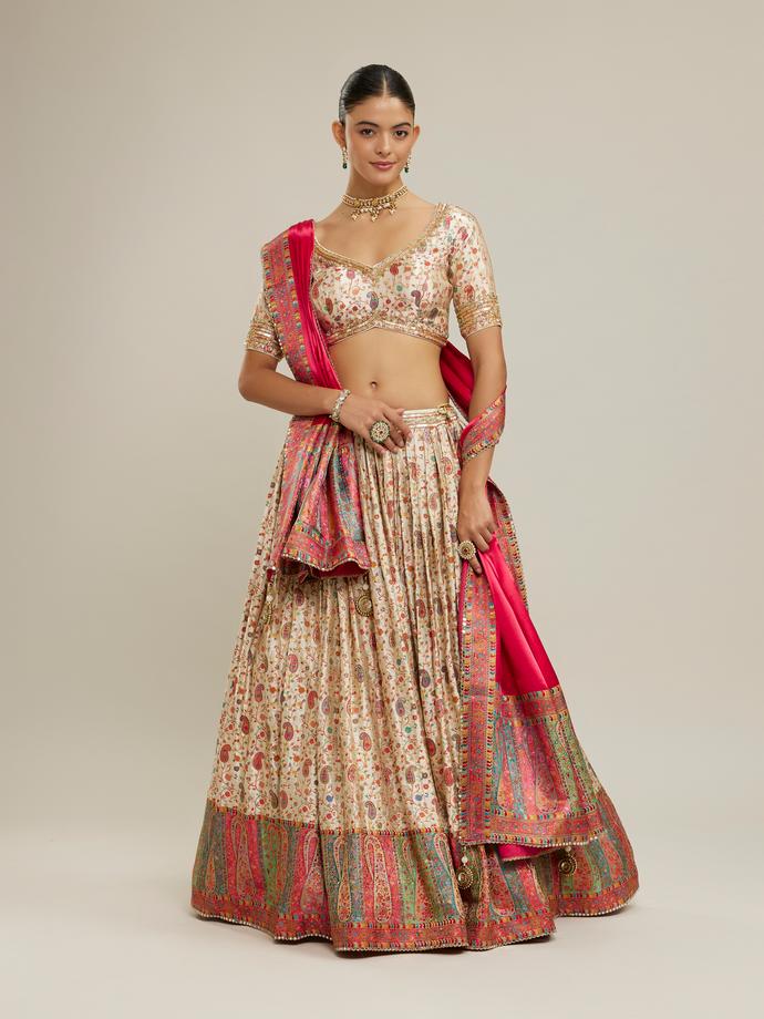 Twamev Women Cream Magic Splendor Lehenga