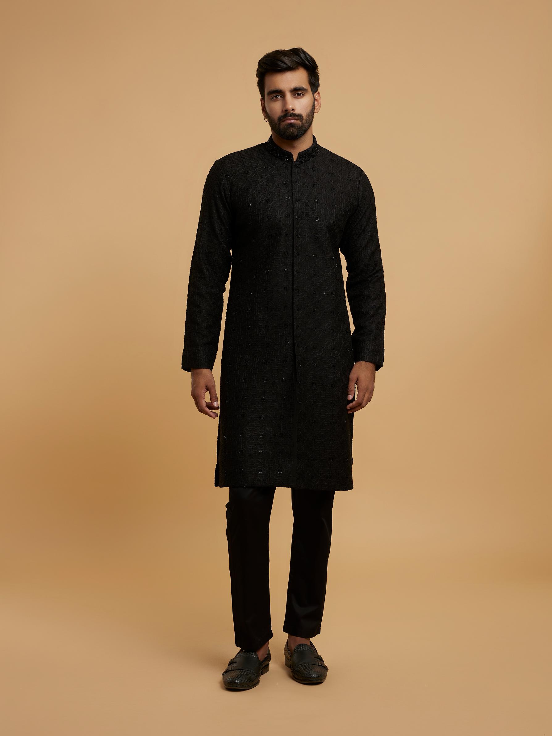 Twamev Men Black Festive Charm Kurta Pajama