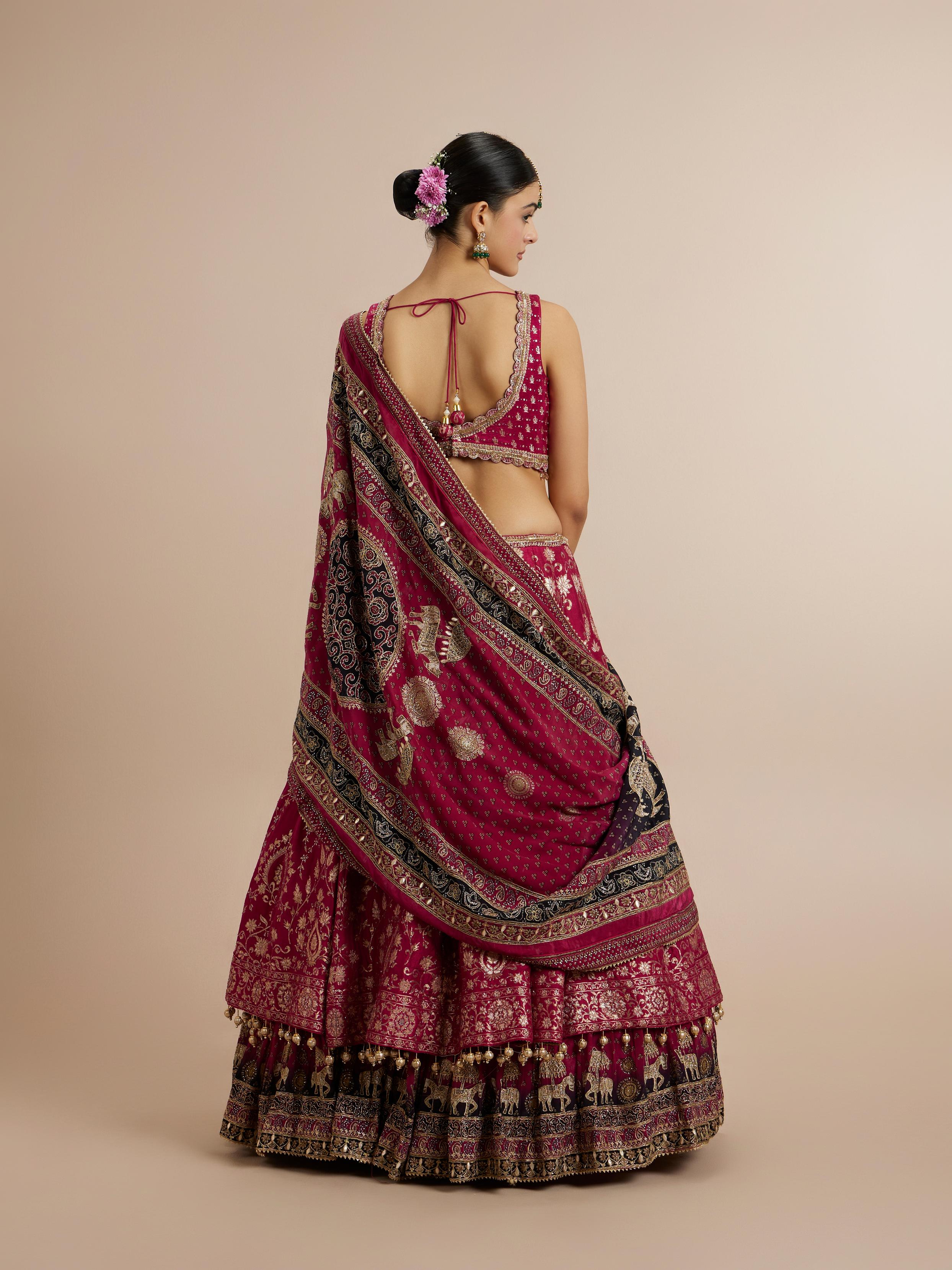 Twamev Women Maroon Bliss Sparkle Lehenga
