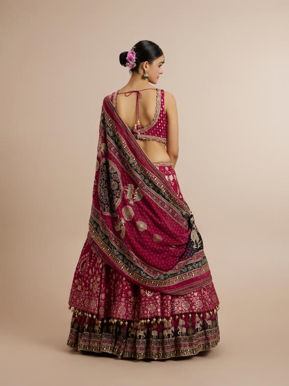 Twamev Women Maroon Bliss Sparkle Lehenga