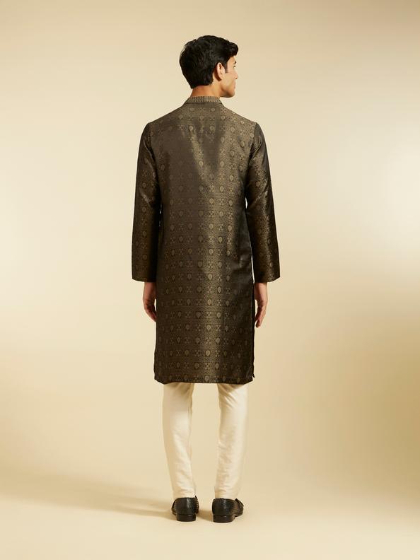 Diwas Men Olive Green Printed Kurta Set with Imperial Motifs