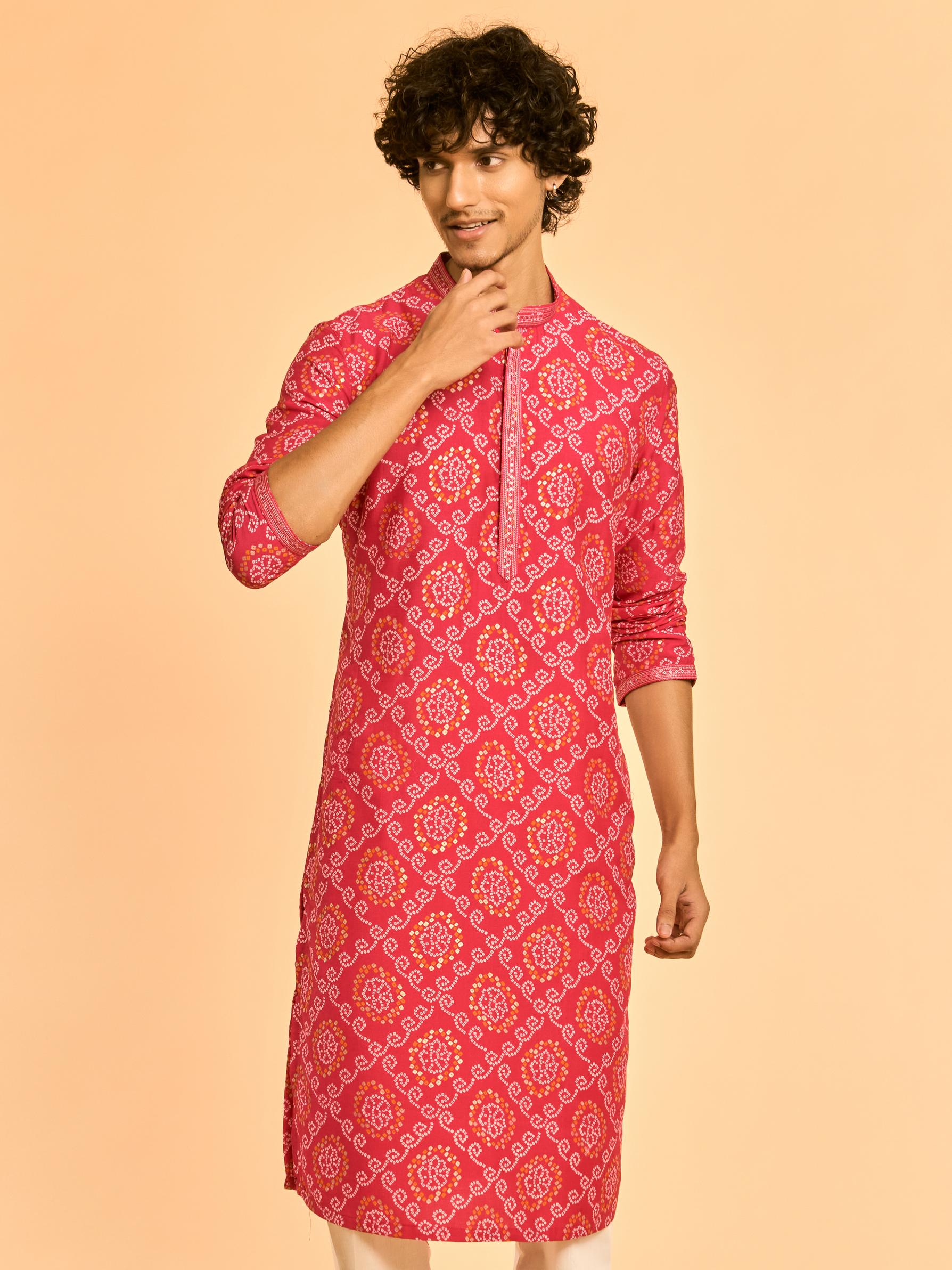 Diwas Men Regal Rani Pink Kurta