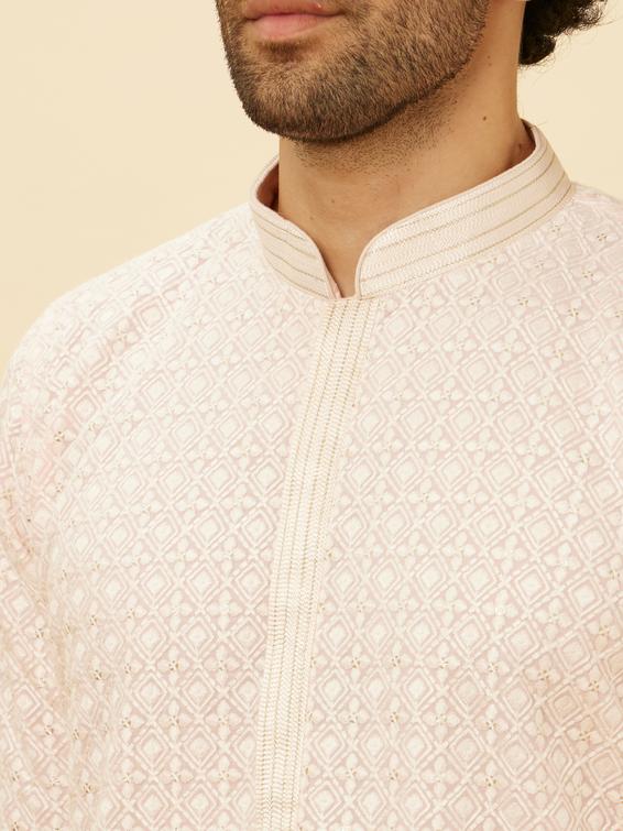 Twamev Men Rose Shadow Pink Chikankari Kurta