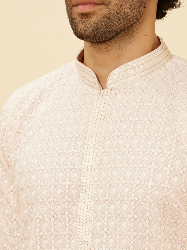 Twamev Men Rose Shadow Pink Chikankari Kurta