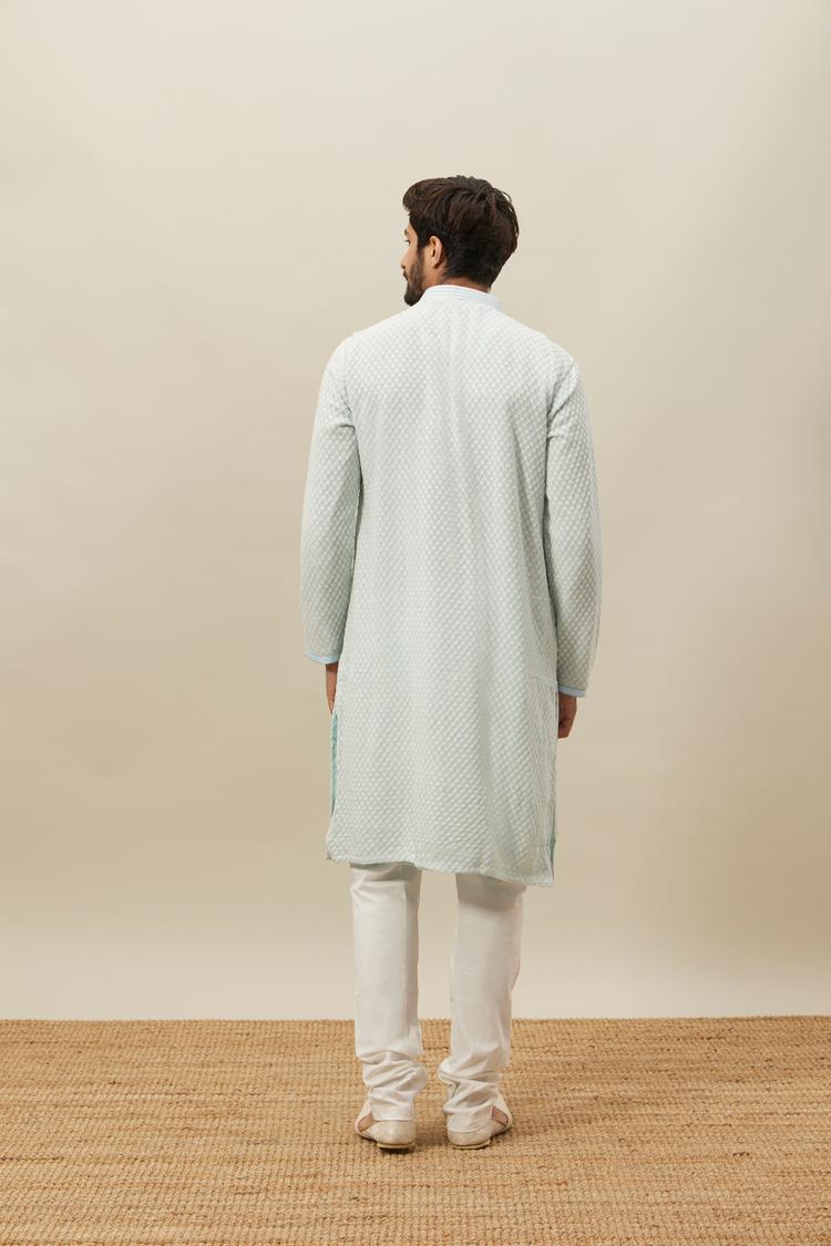 Twamev Men Powder Blue Chikankari Kurta Set