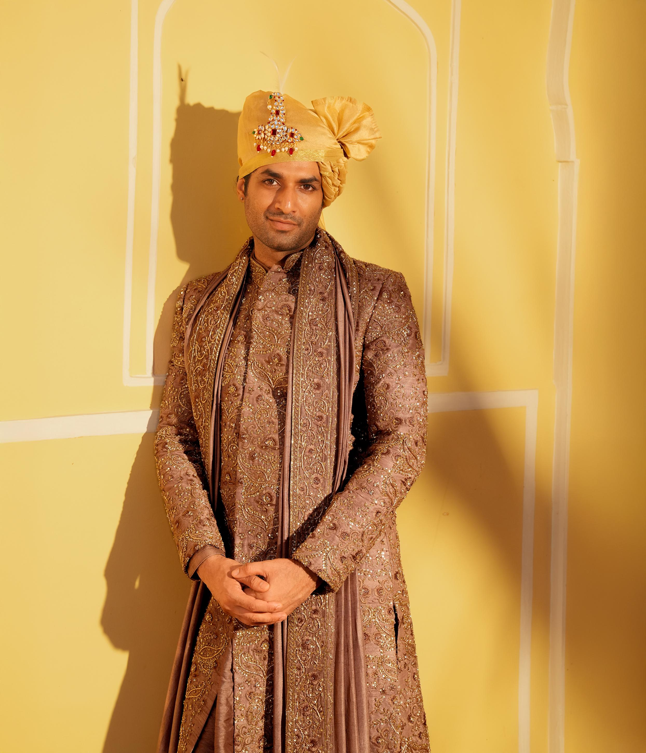 Twamev Men Walnut Touch Splendor Sherwani