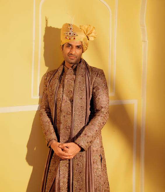 Twamev Men Walnut Touch Splendor Sherwani