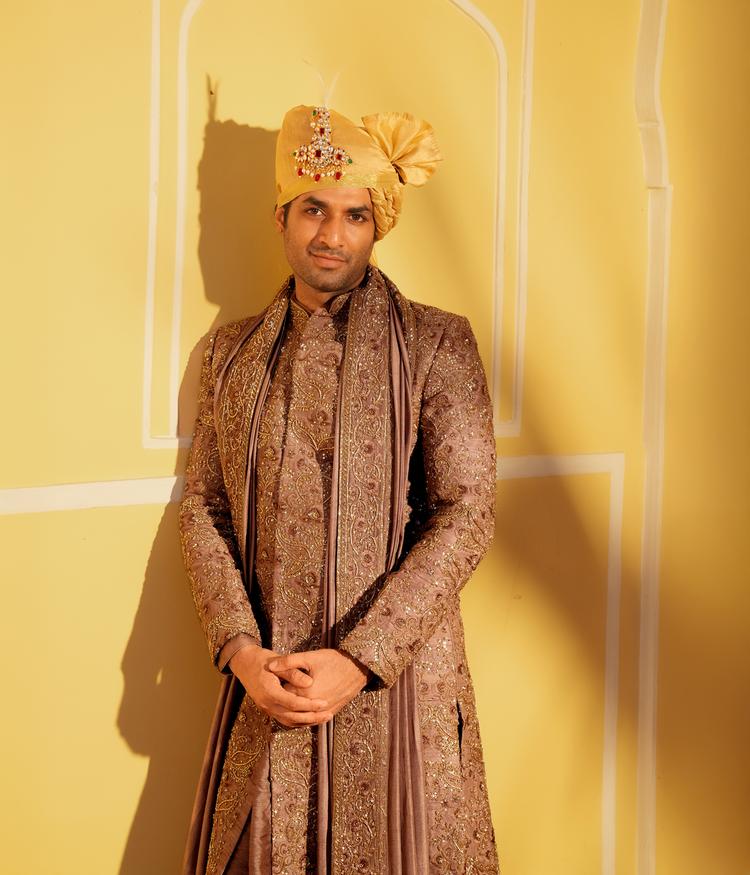 Twamev Men Walnut Touch Splendor Sherwani