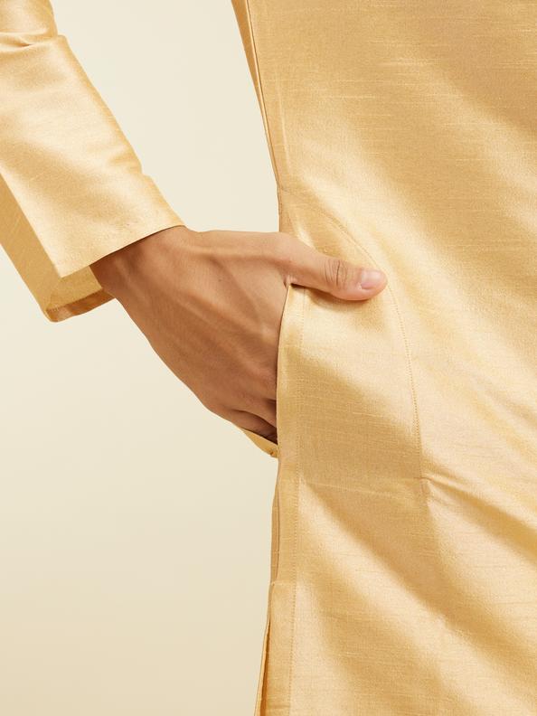 Diwas Men Light Fawn Plain Classic Kurta
