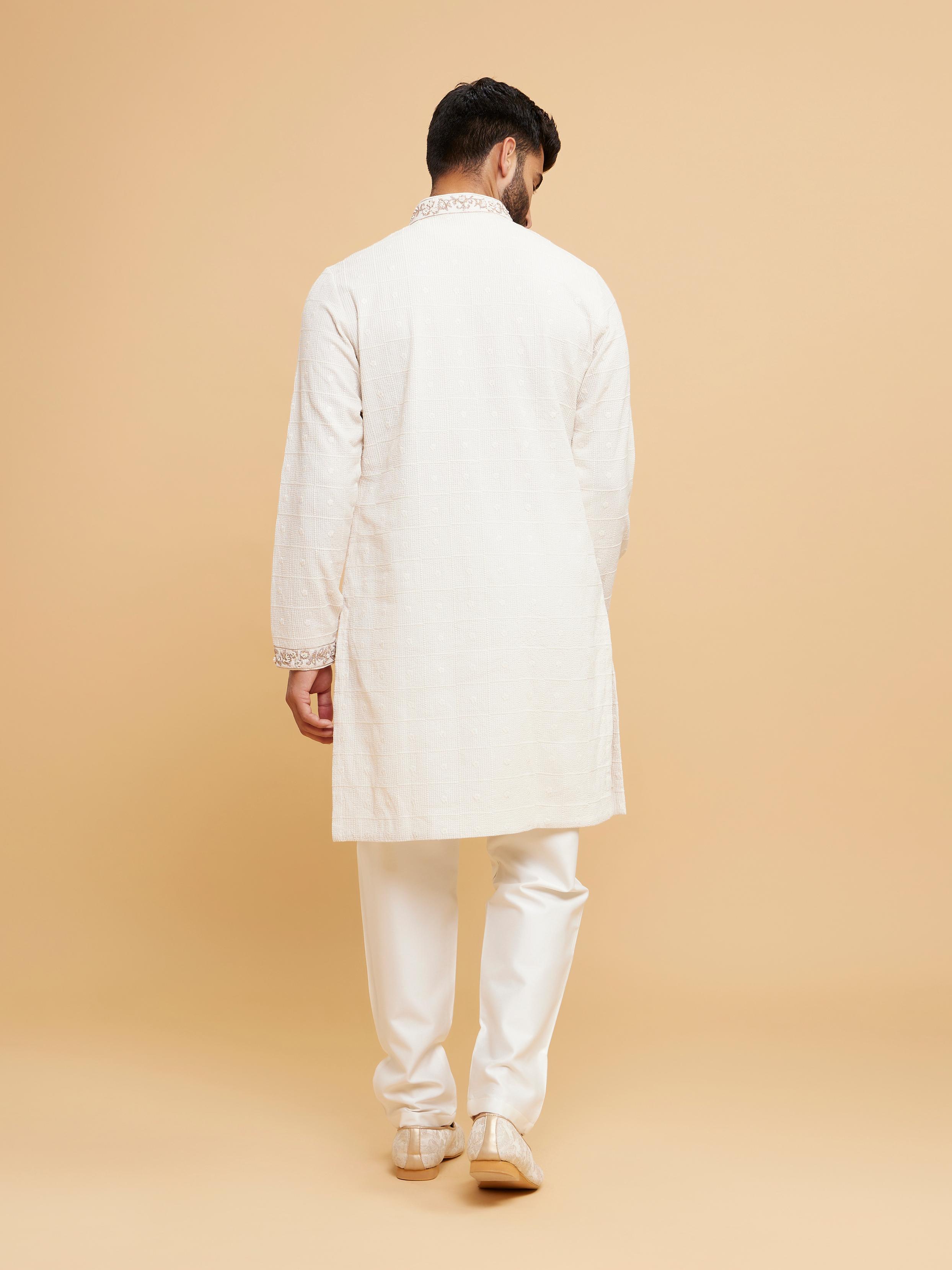 Twamev Men Classy Cream Cotton Kurta Pajama