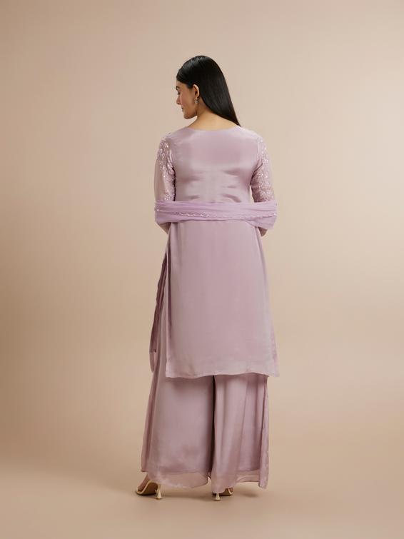 Twamev Women Elegant Purple Celebration Stitched Suit