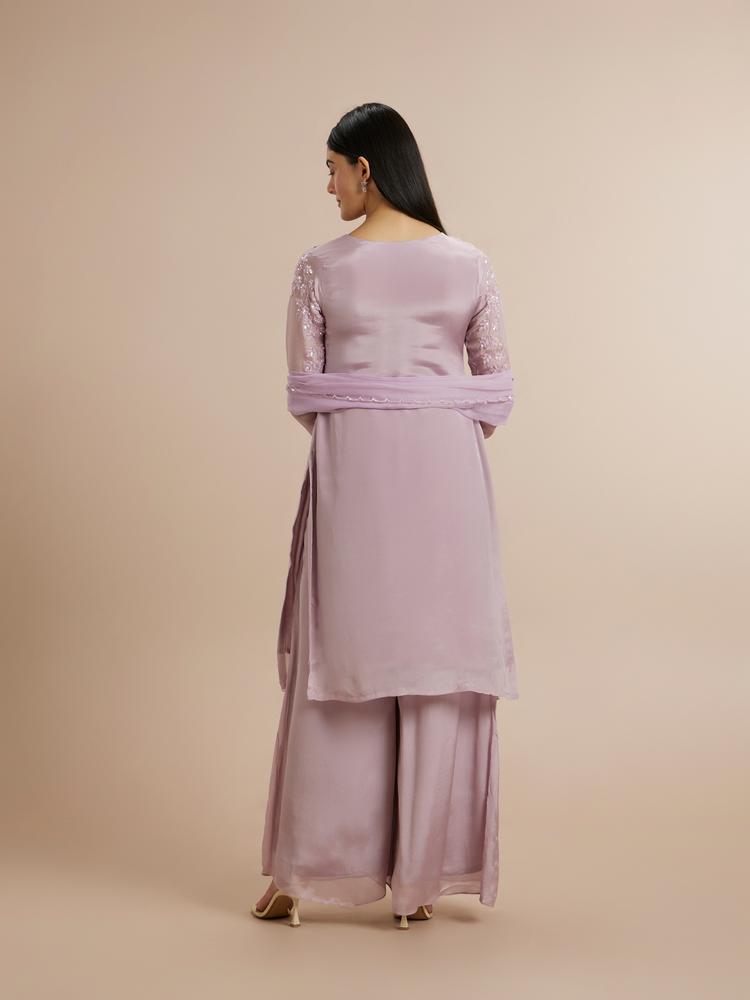 Twamev Women Elegant Purple Celebration Stitched Suit