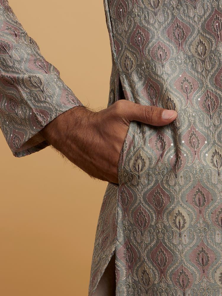 Twamev Men Olive Green Elegance Kurta Pajama