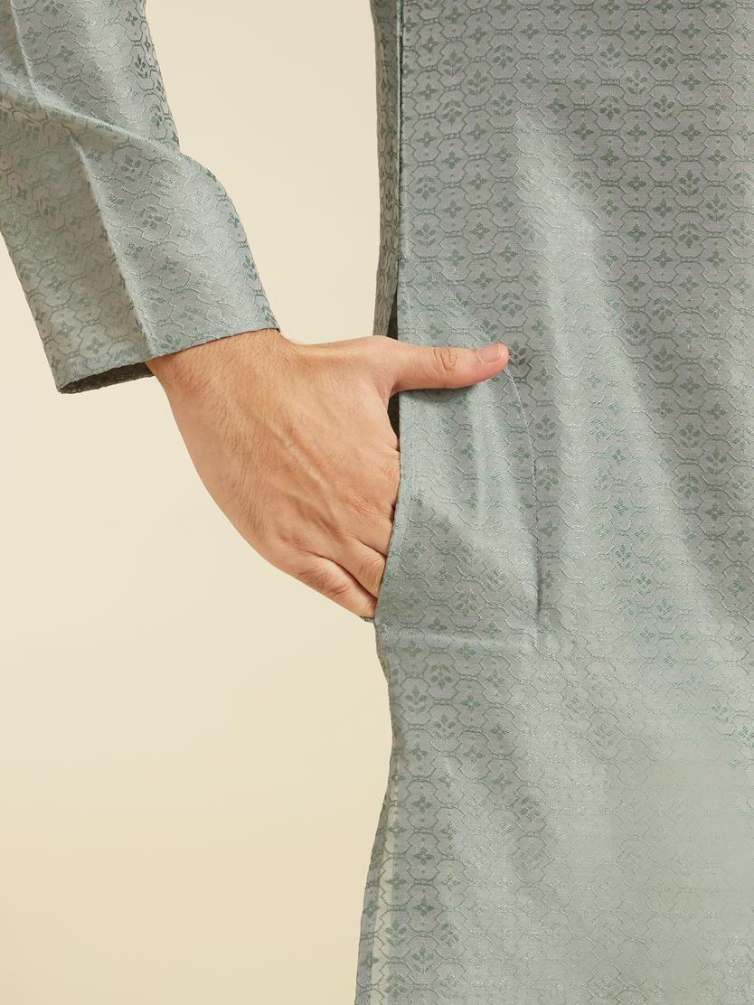 Diwas Men Pista Green Buta Jaal Patterned Kurta